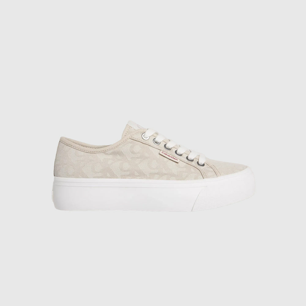 Calvin Klein Vulc Jacquard Flatform Sneaker - Beige |ThirdBaseUrban