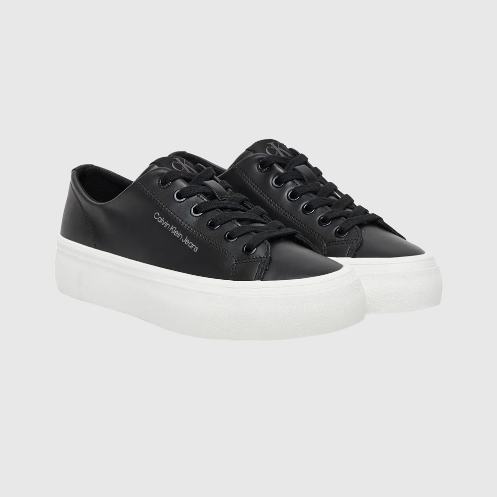 Vulc Flatform Leather Sneaker - Black / White