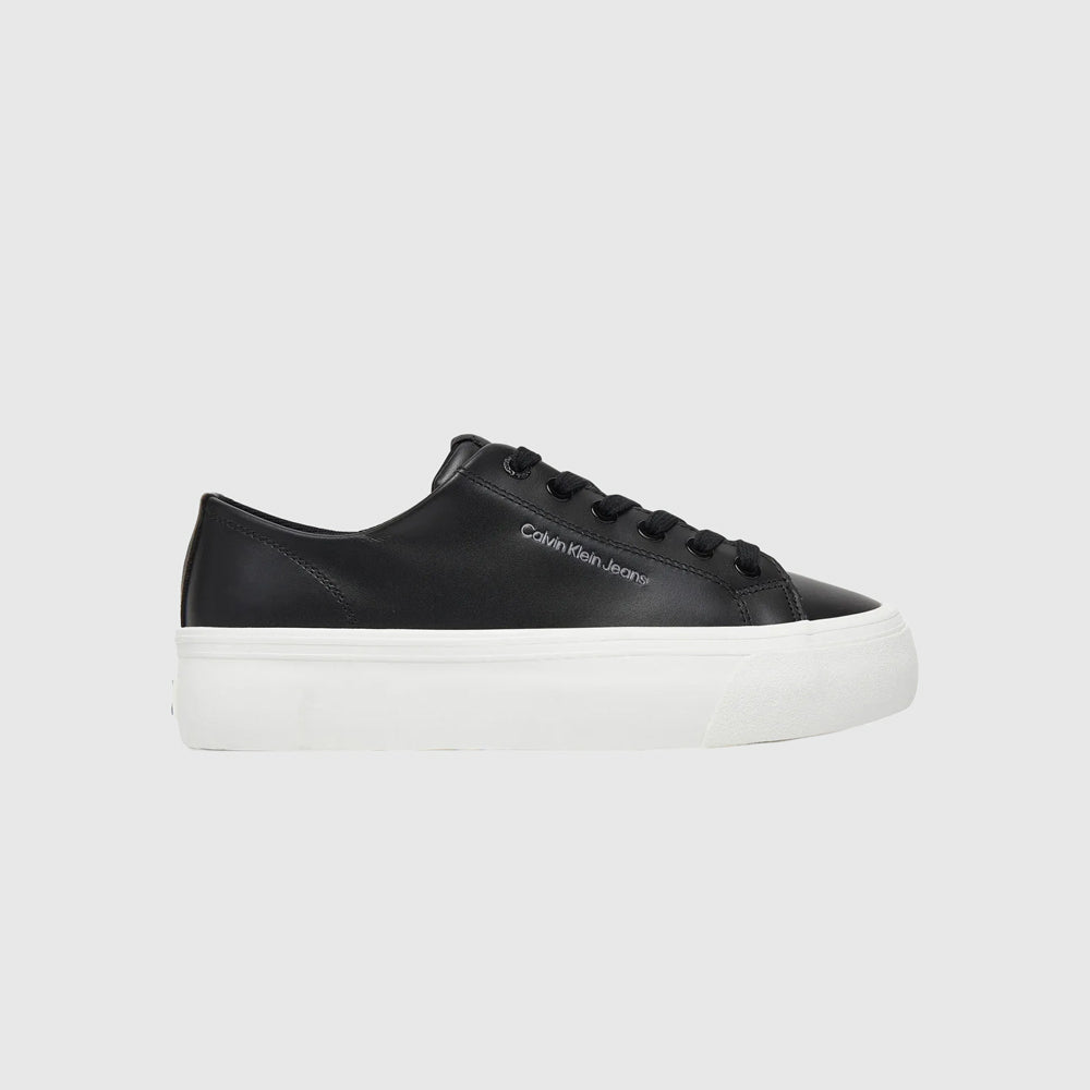 Calvin Klein Vulc Flatform Leather Sneaker Black White