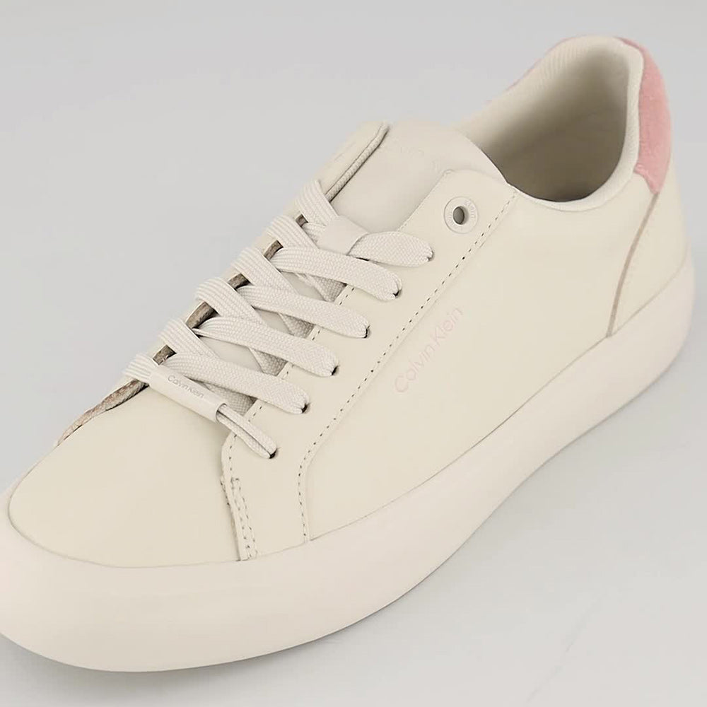 Lace Up Leather Mix Sneaker - Off White Multi