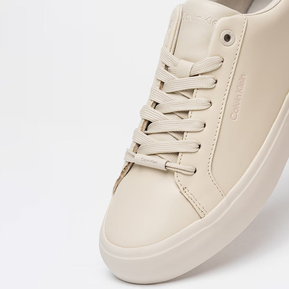 Lace Up Leather Mix Sneaker - Off White Multi