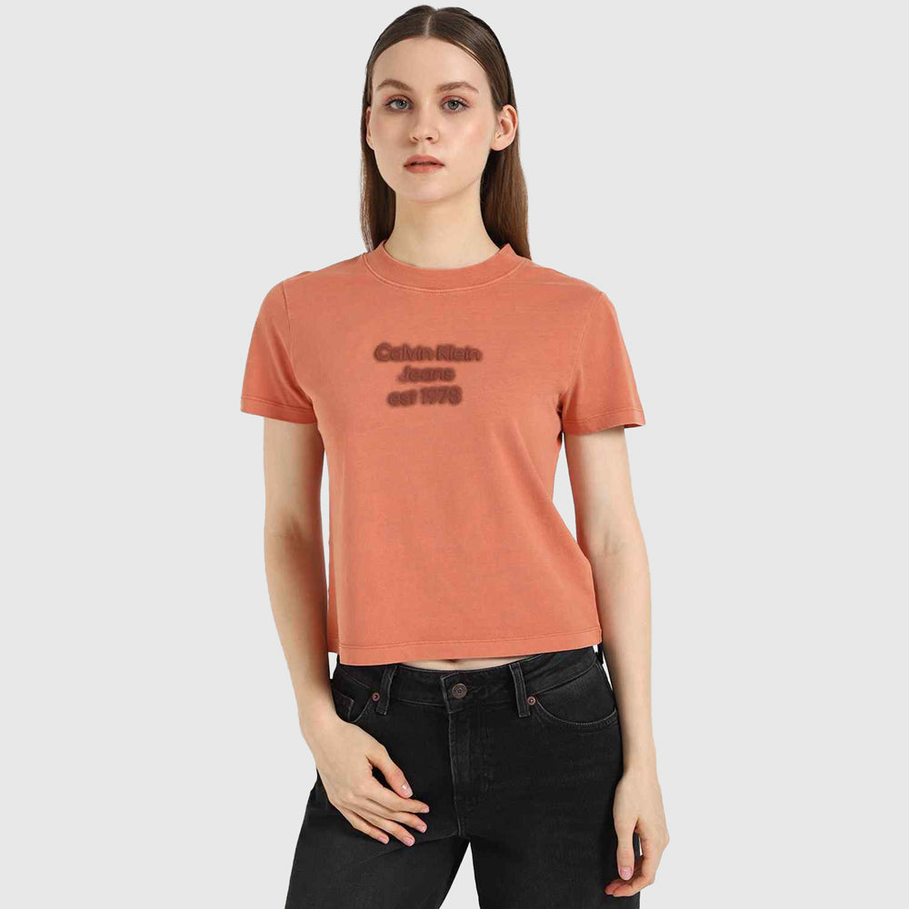 Calvin Klein Washed Print Baby T-Shirt - Red |ThirdBaseUrban