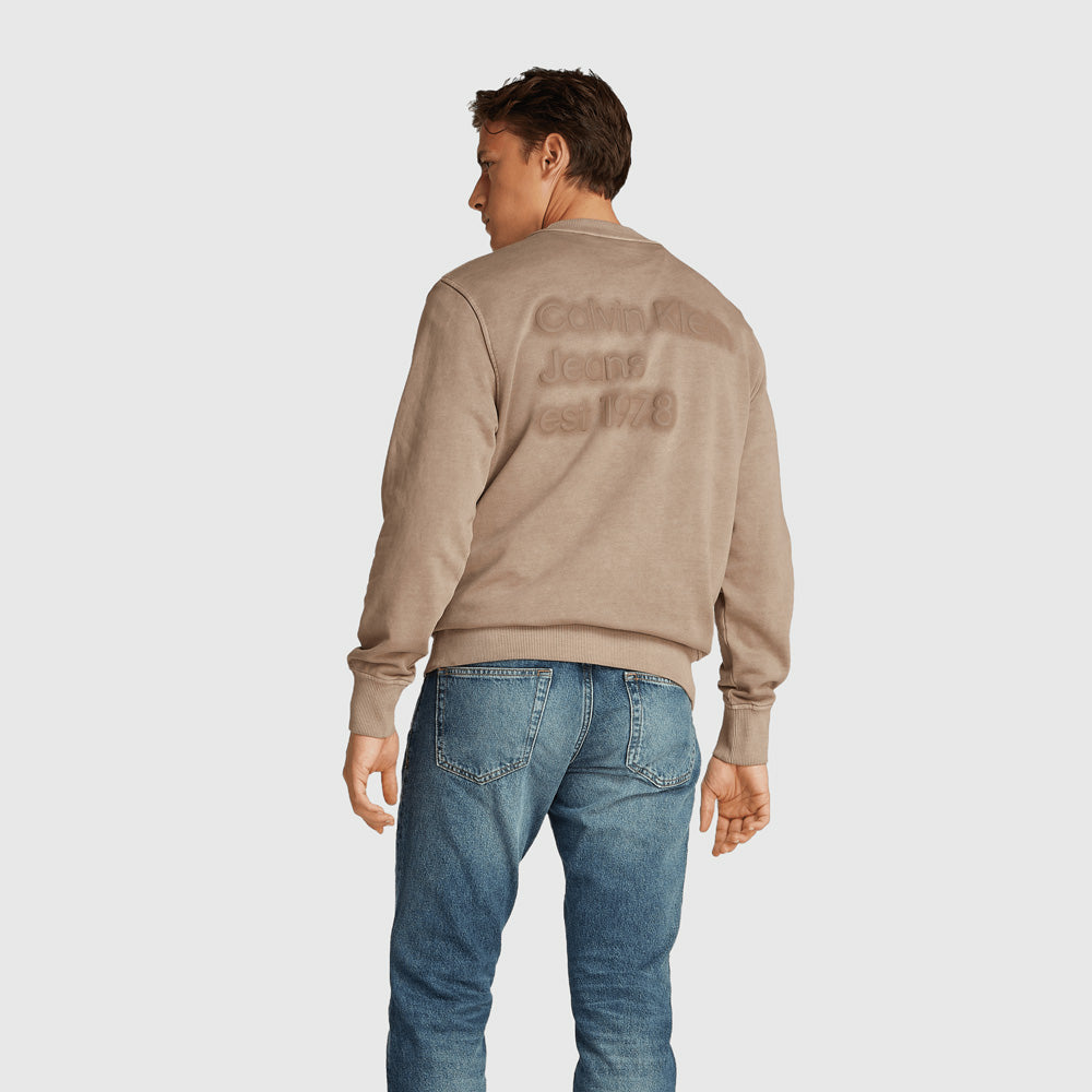 Washed Print Sweater - Taupe