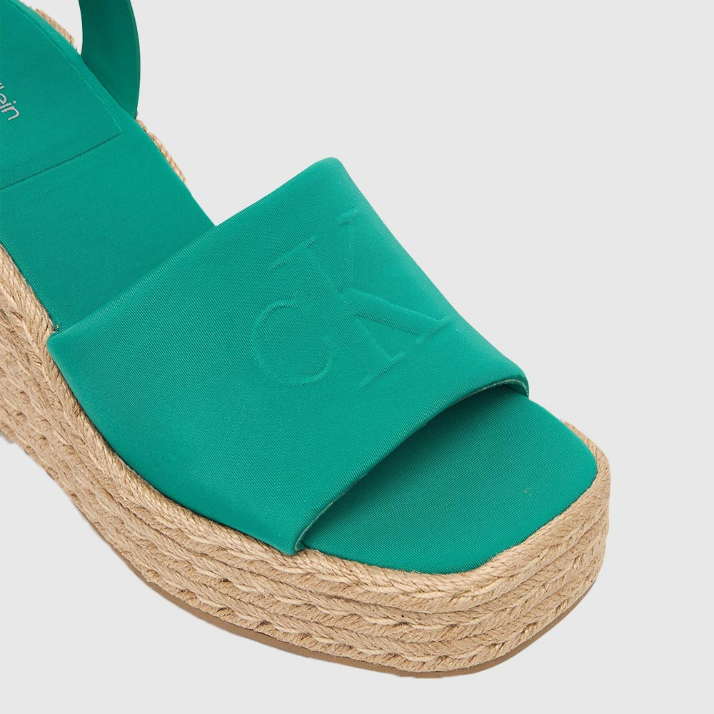 Espadrille Wedge Sandals - Green