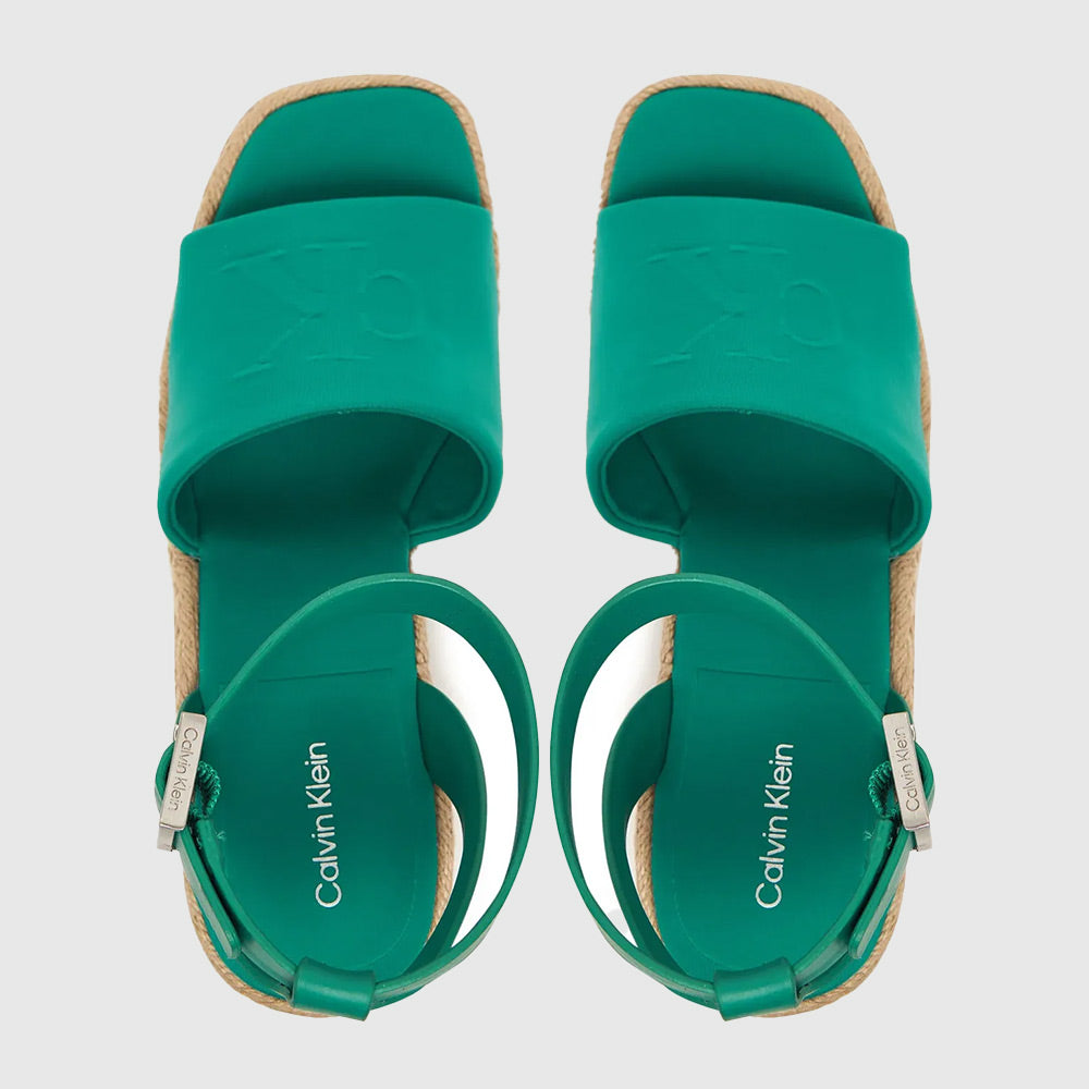 Espadrille Wedge Sandals - Green