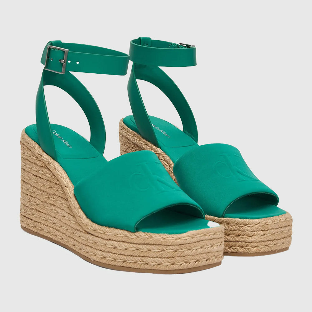 Espadrille Wedge Sandals - Green