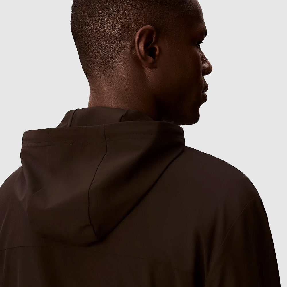 Water-Repellent Hooded Windbreaker - Black
