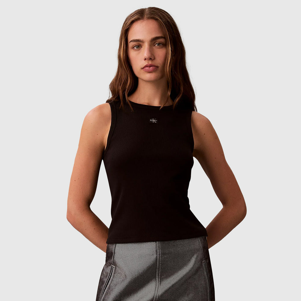 Calvin Klein Label Rib Tank Black |ThirdBaseUrban