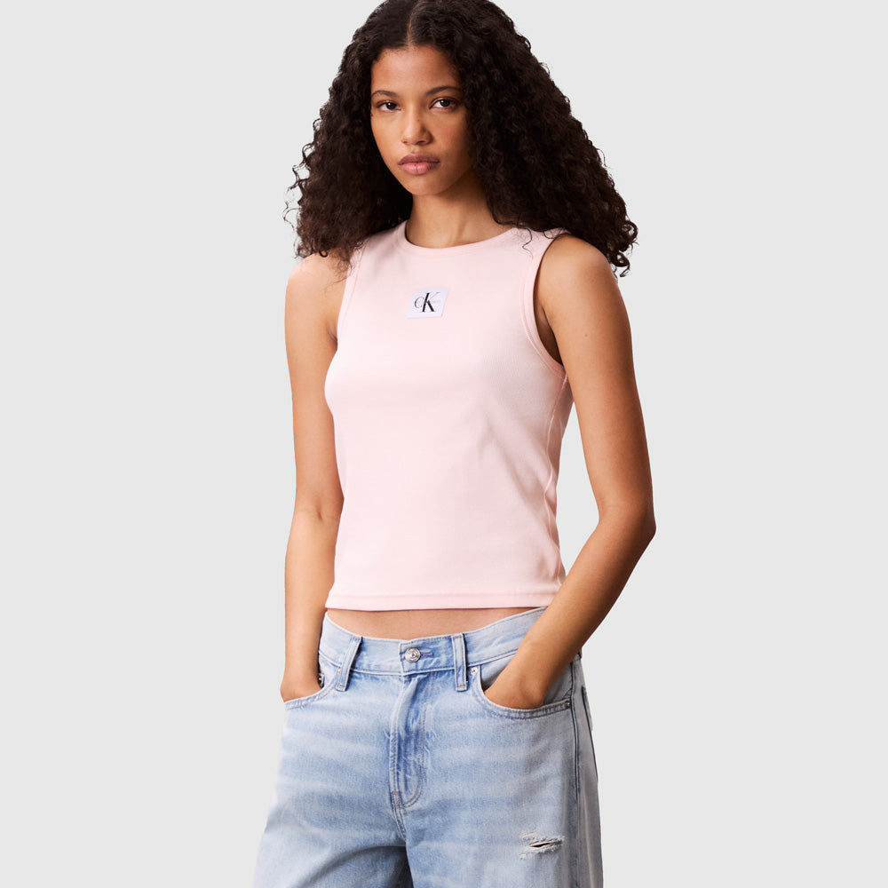Calvin Klein Label Rib Tank - Dusty Pink |ThirdBaseUrban