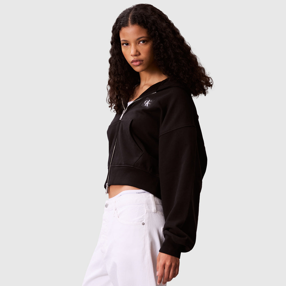 Terry Badge Hoodie - Black