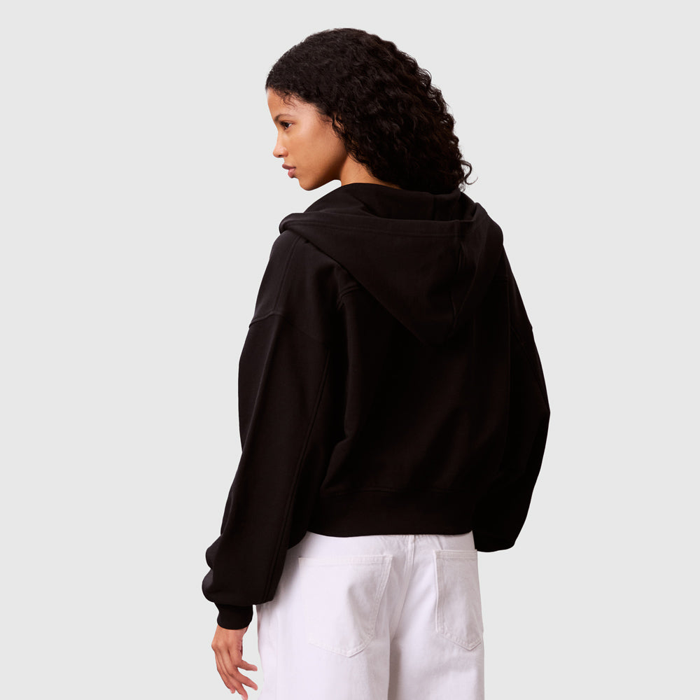 Terry Badge Hoodie - Black