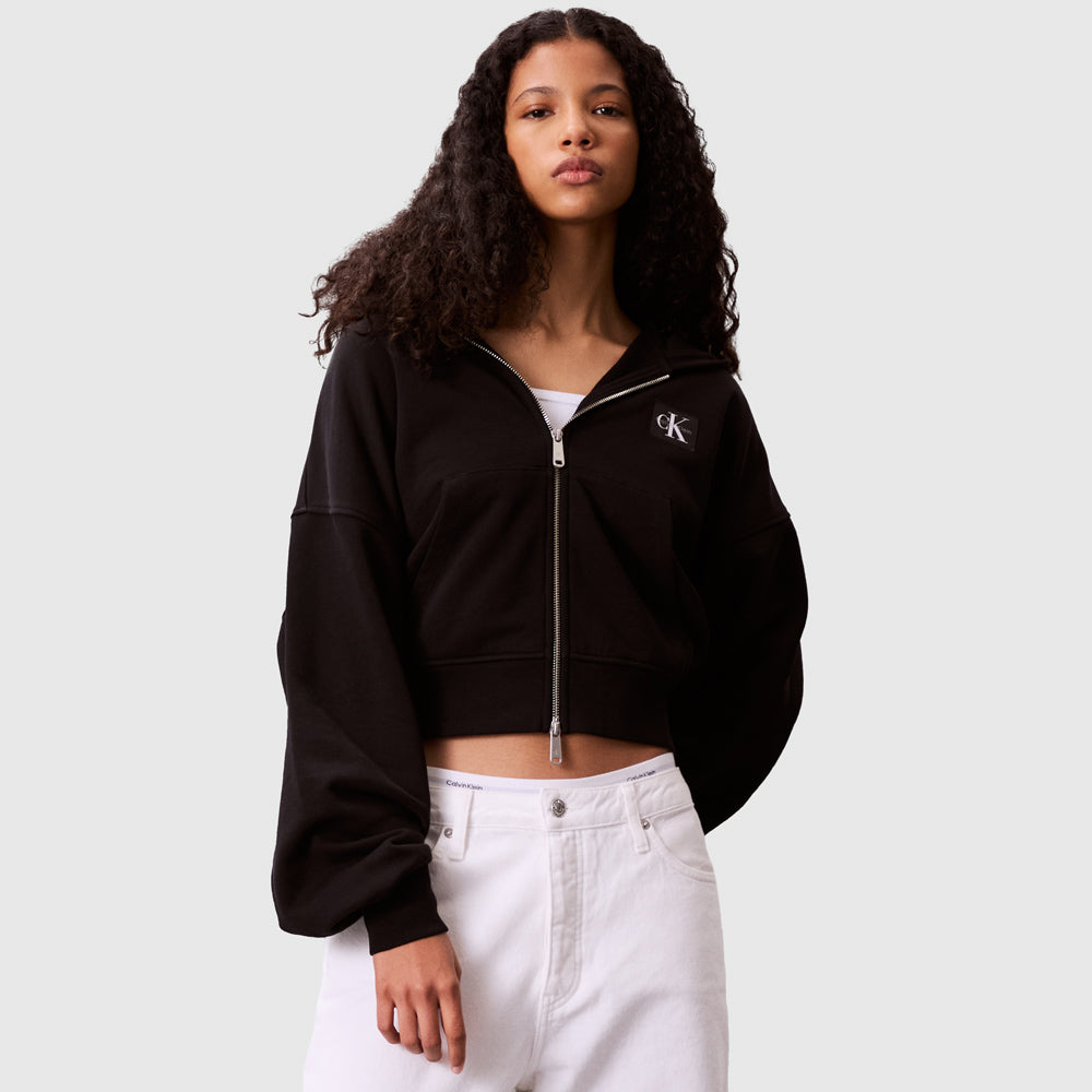 Calvin Klein Terry Badge Hoodie - Black |ThirdBaseUrban