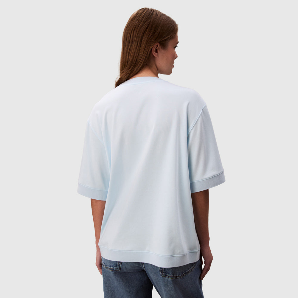 Oversized Boyfriend Knit T-Shirt - Light Blue