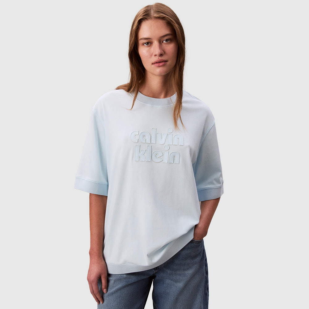 Calvin Klein Oversized Boyfriend Knit T-Shirt - Light Blue |ThirdBaseUrban
