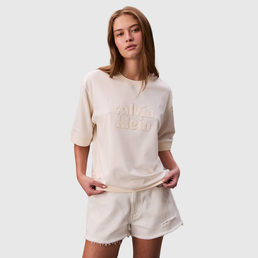 Calvin Klein Oversized Boyfriend Knit T-Shirt - Offwhite |ThirdBaseUrban