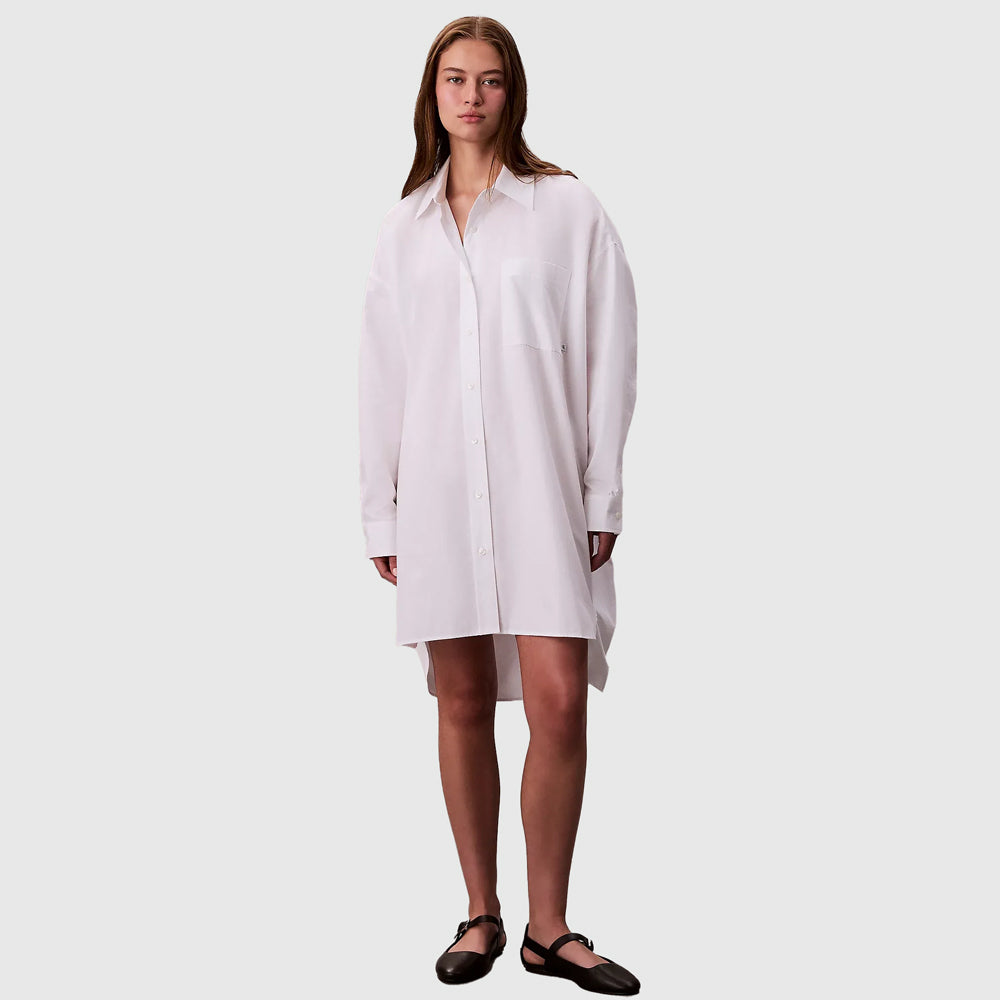 Calvin Klein Cotton Oversized Shirtdress - White |ThirdBaseUrban