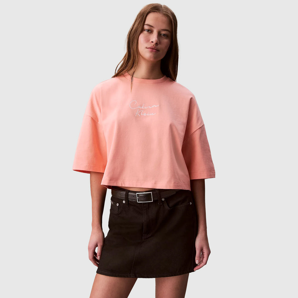 Calvin Klein Chain Stitch T-Shirt - Powder Orange |ThirdBaseUrban