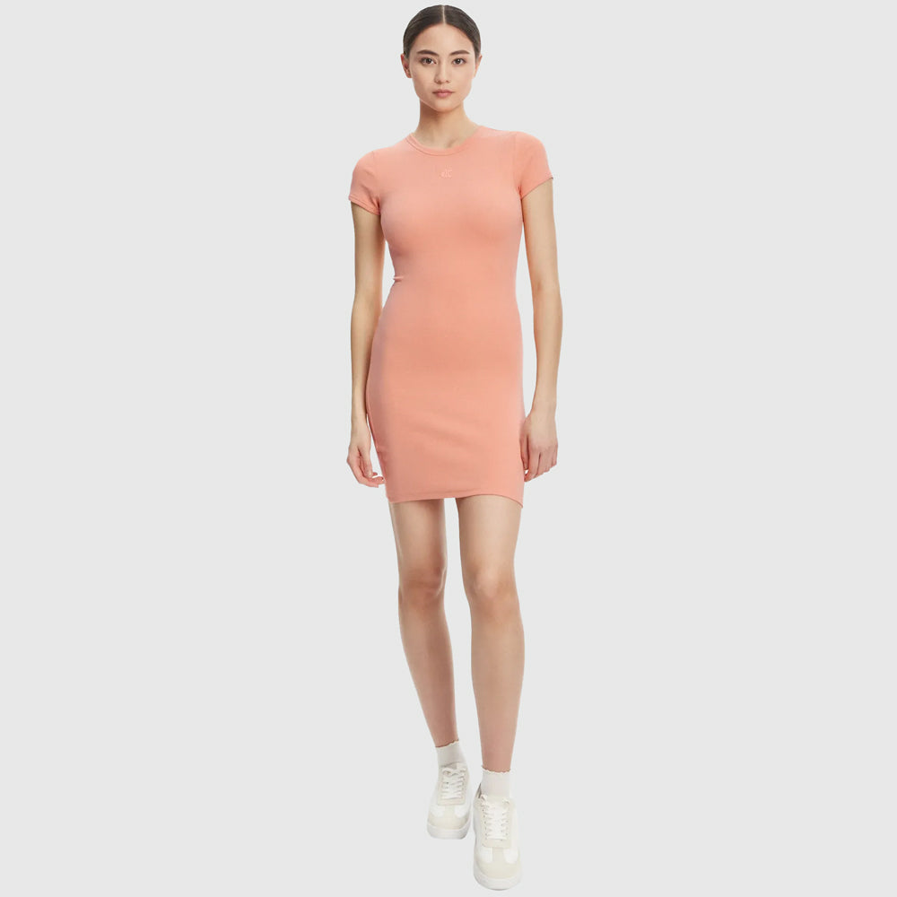 Calvin Klein Rib Mini Dress - Powder Orange |ThirdBaseUrban