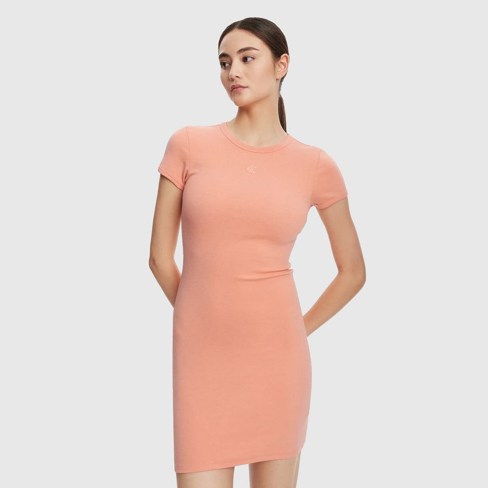 Calvin Klein Rib Mini Dress - Powder Orange |ThirdBaseUrban