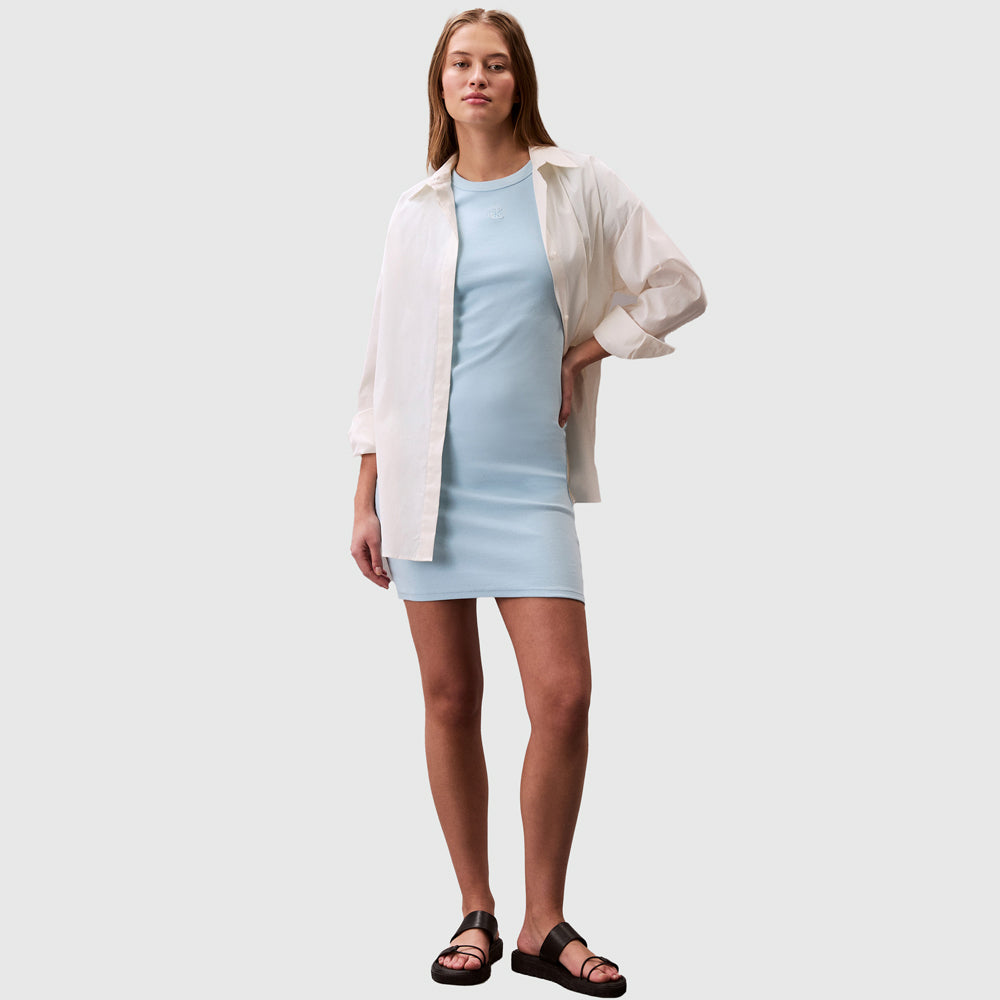 Rib Mini Dress - Light Blue
