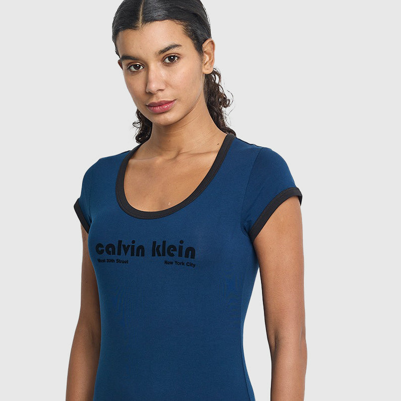 Graphic  Baby T-Shirt Dress - Navy