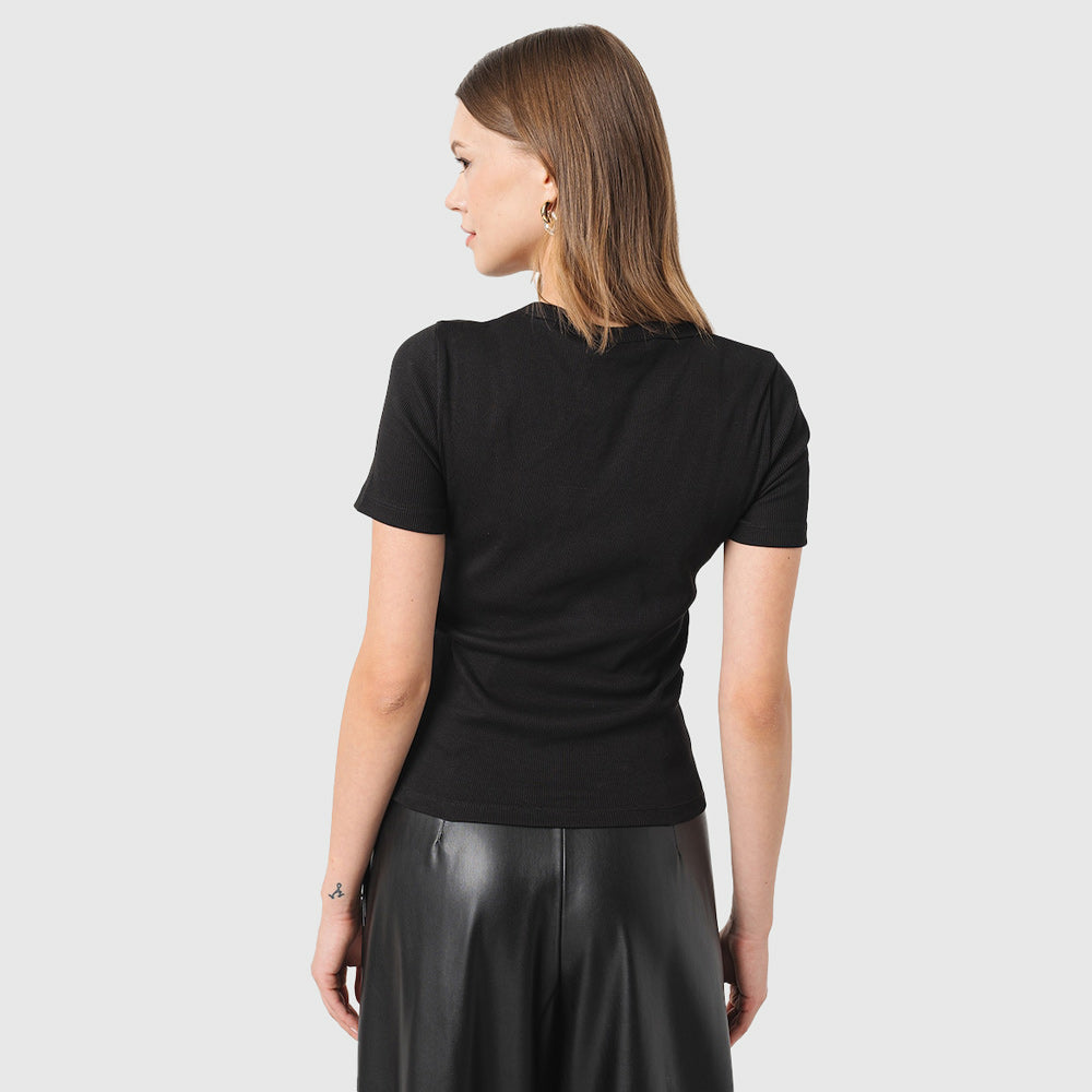 Rib Fitted T-Shirt - Black