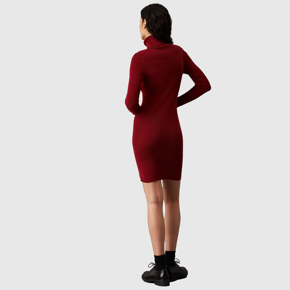 Woven Sweater Dress - Wine