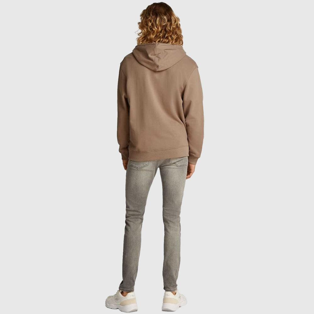 Label Zip Through Hoodie - Taupe