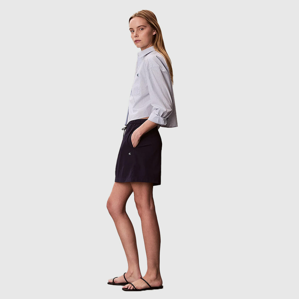 Cropped Cotton Poplin Stripe Shirt - Light Blue