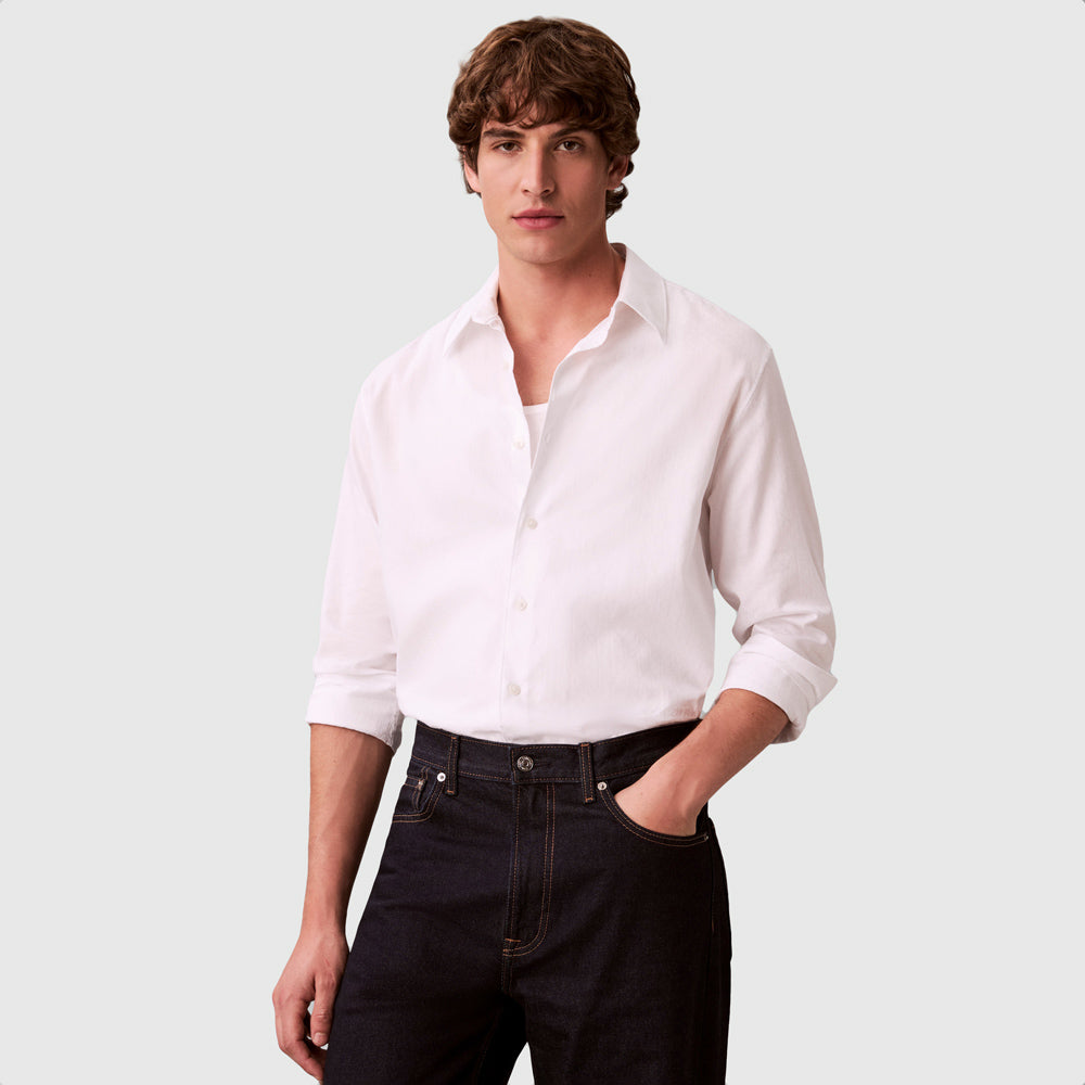 Calvin Klein Aop Jacquard Easy Shirt - White |ThirdBaseUrban