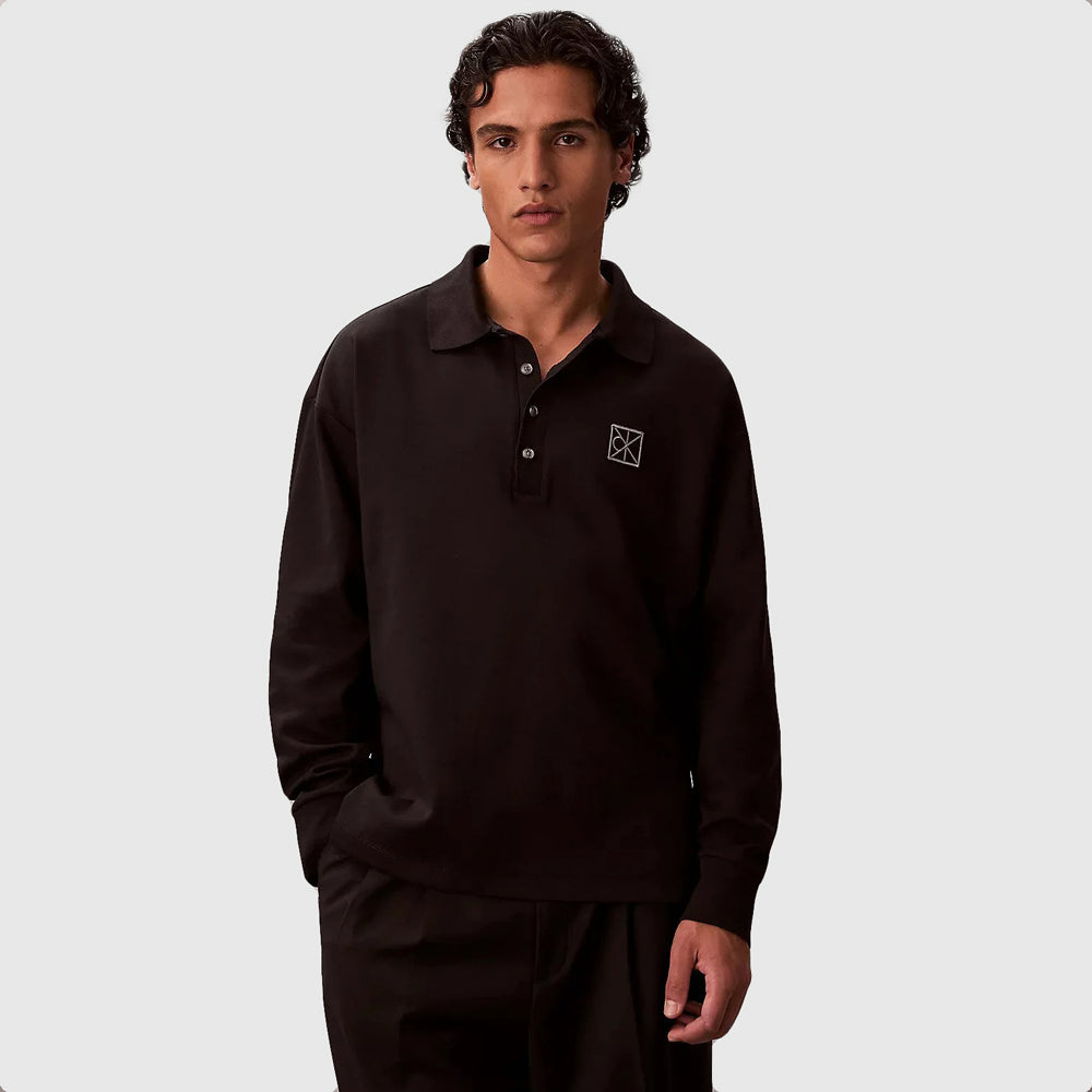 Calvin Klein Double Face Rib Golfer - Black |ThirdBaseUrban