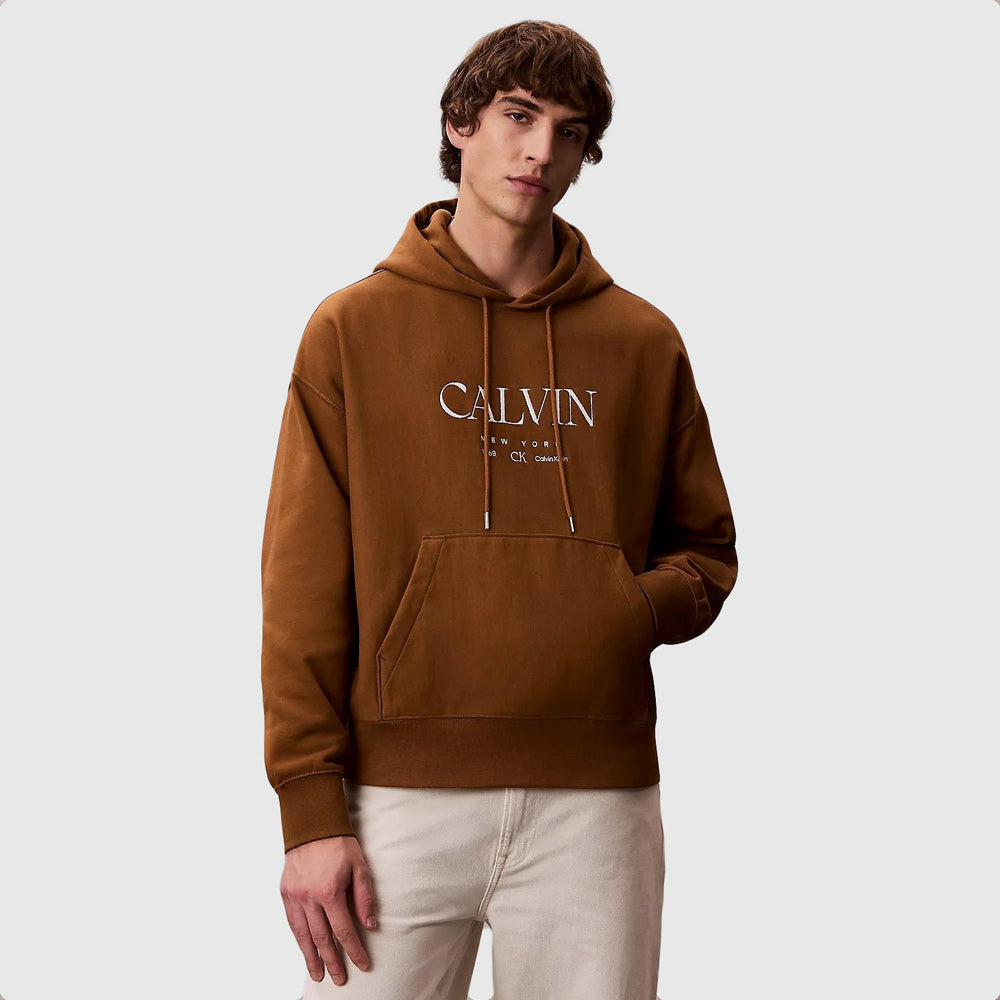 Calvin Klein Premium Terry Graphic Hoodie - Bronze |ThirdBaseUrban