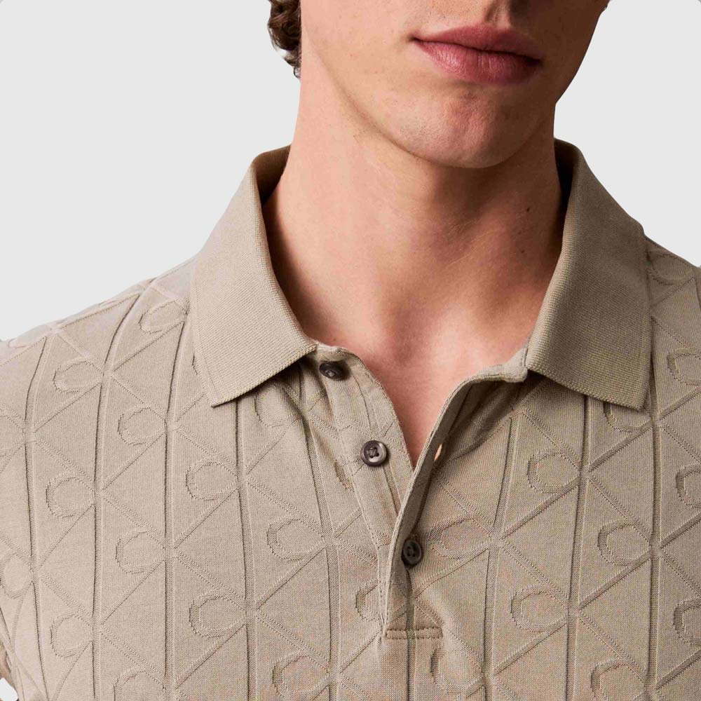 Mercerized Emblem Jacquard  Golfer - Grey