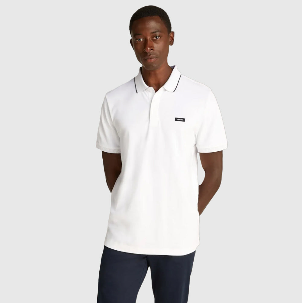 Calvin Klein Stretch Pique Golfer - White  |ThirdBaseUrban