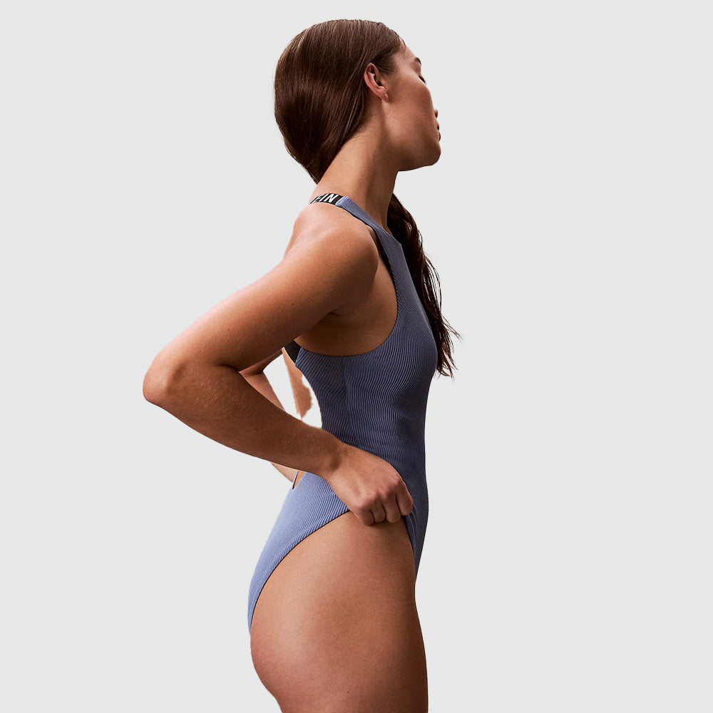 Cross Back Swimsuit - Blue Grey