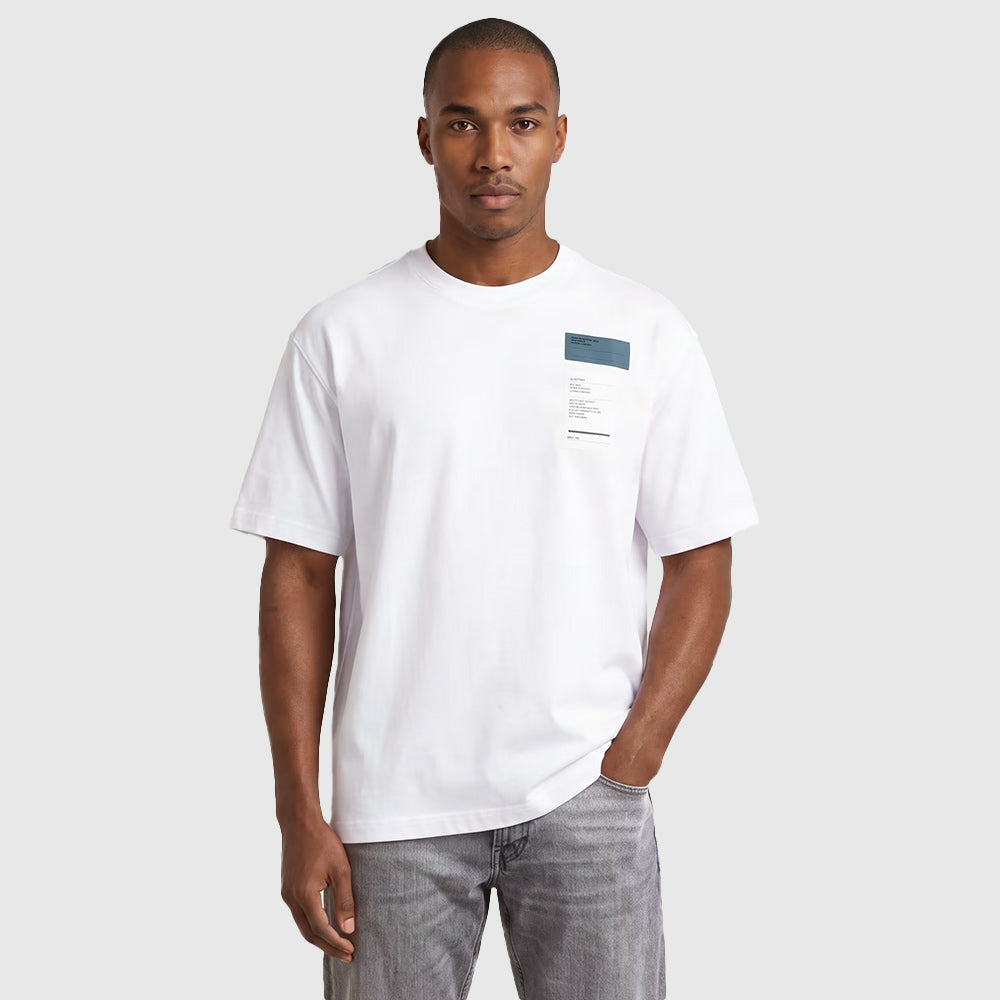 Chest Badge Relaxed Fit T Shirt - White