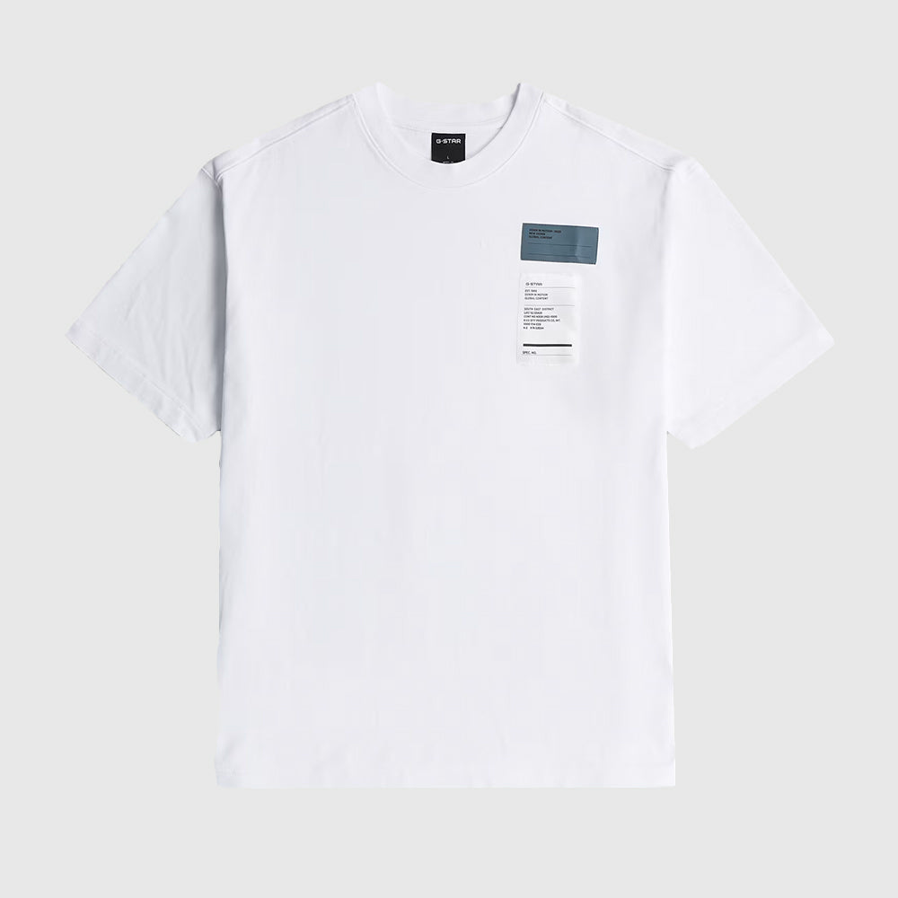 Chest Badge Relaxed Fit T Shirt - White