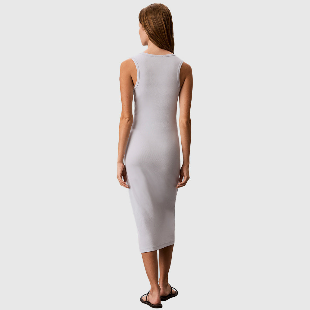 Ribbed Cotton Midi Tank Dress - Light Blue