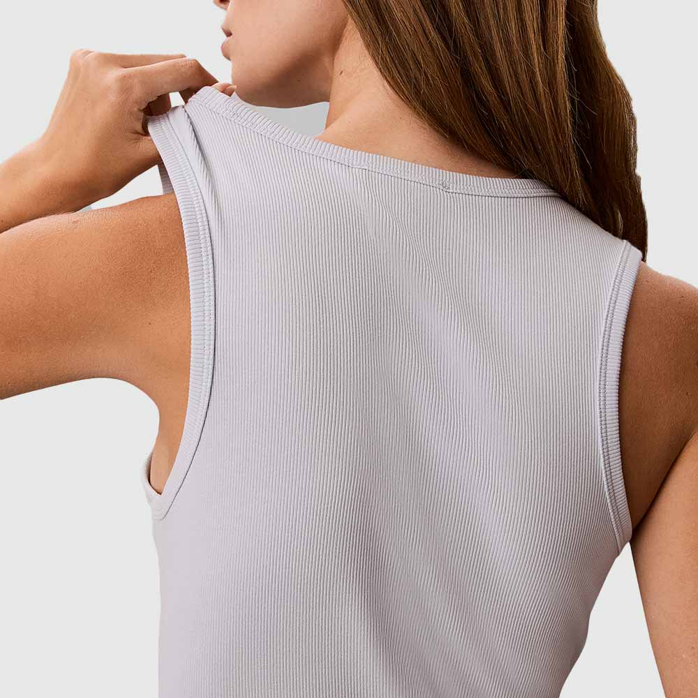 Ribbed Cotton Midi Tank Dress - Light Blue