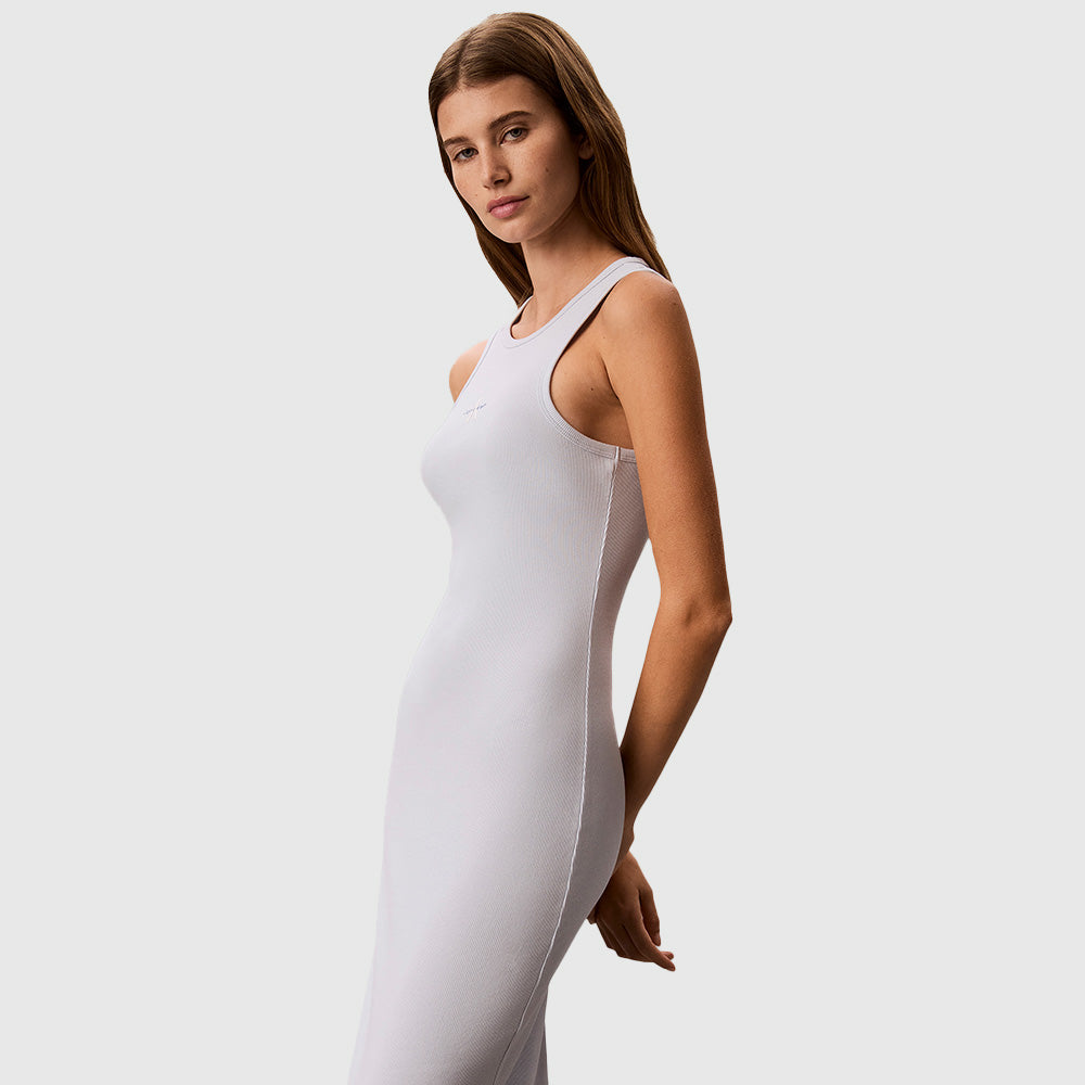 Ribbed Cotton Midi Tank Dress - Light Blue
