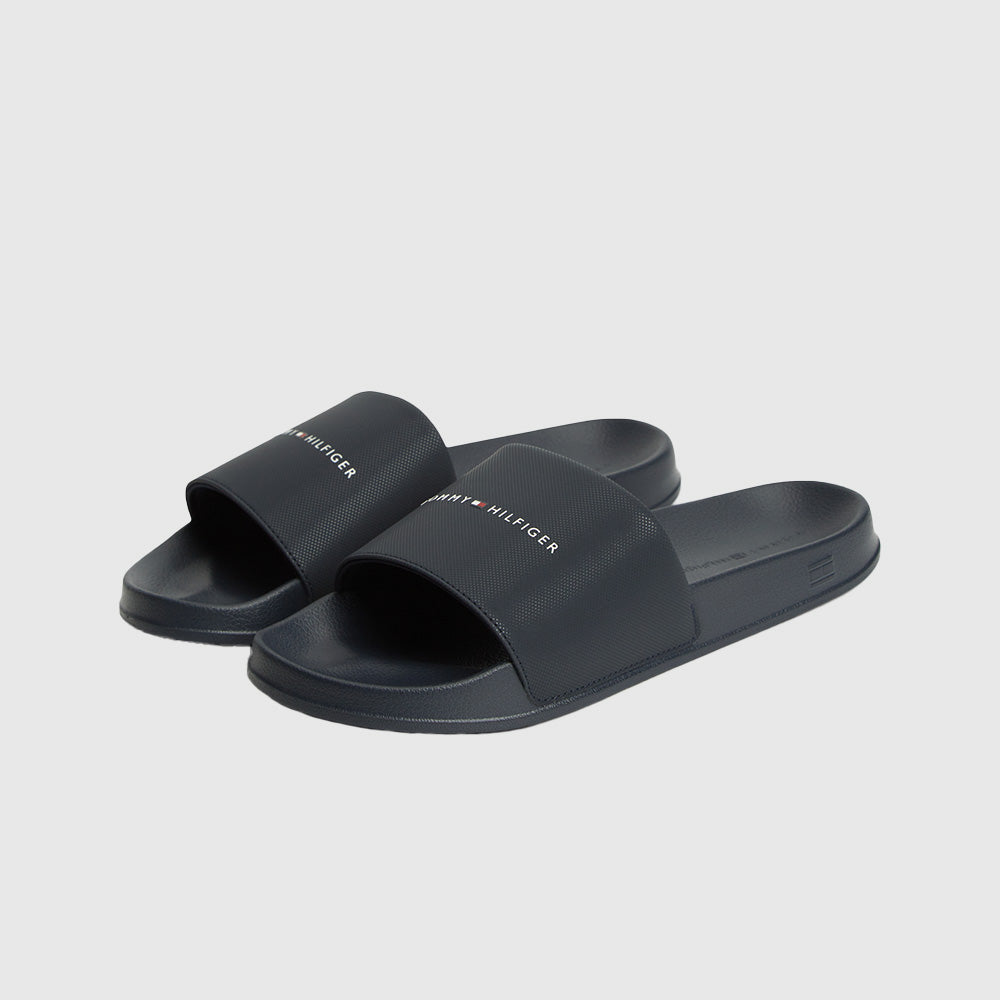 Logo Textured Pool Slides - Navy