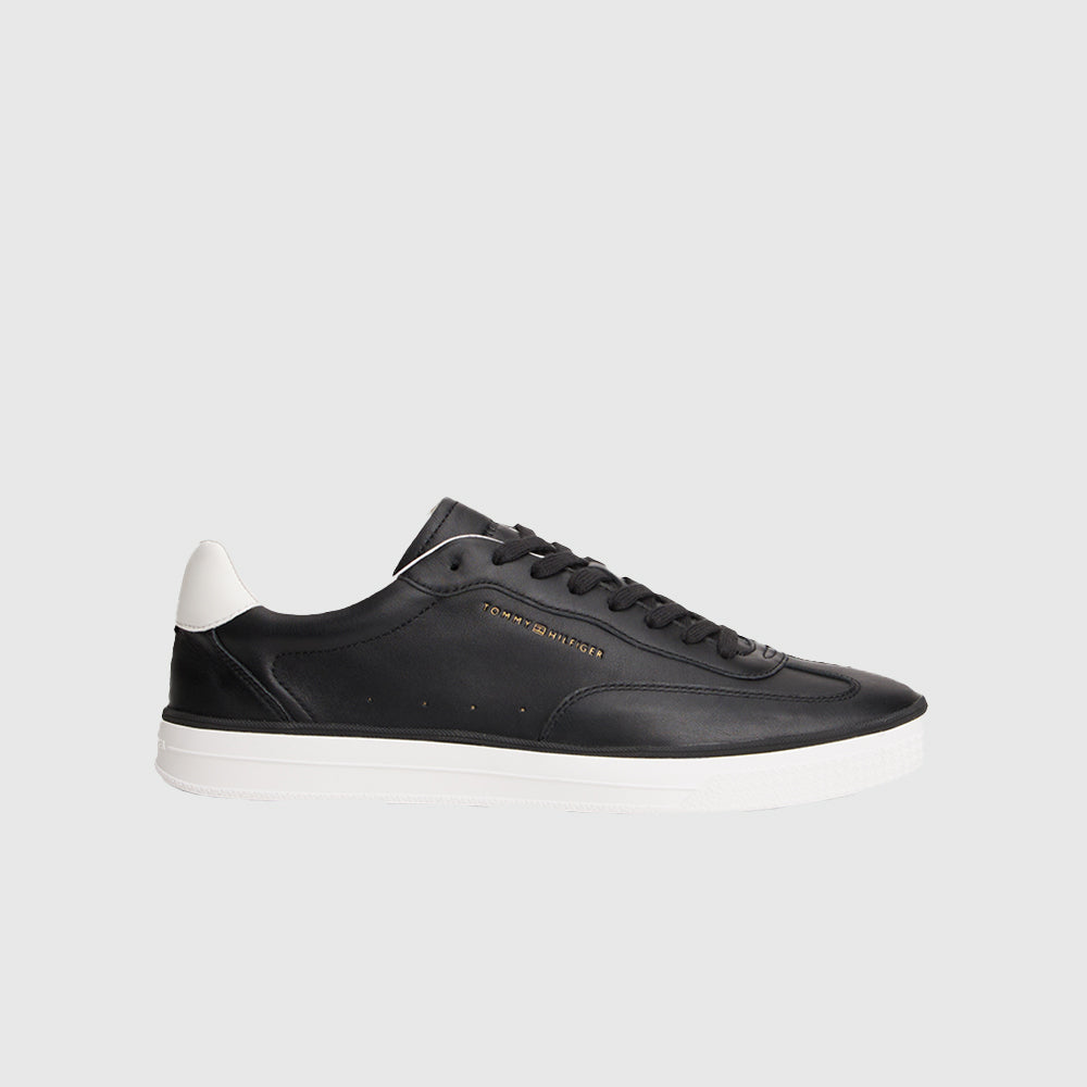 Luxe Logo Leather Trainers - Black