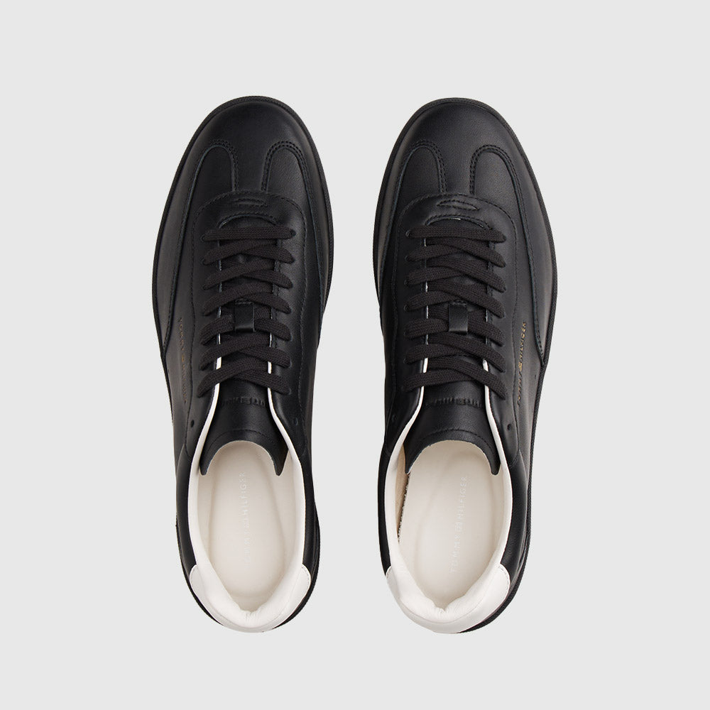 Luxe Logo Leather Trainers - Black
