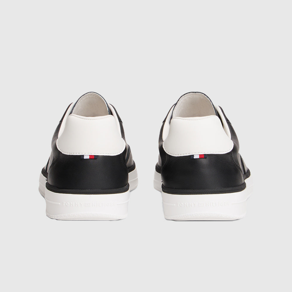 Luxe Logo Leather Trainers - Black