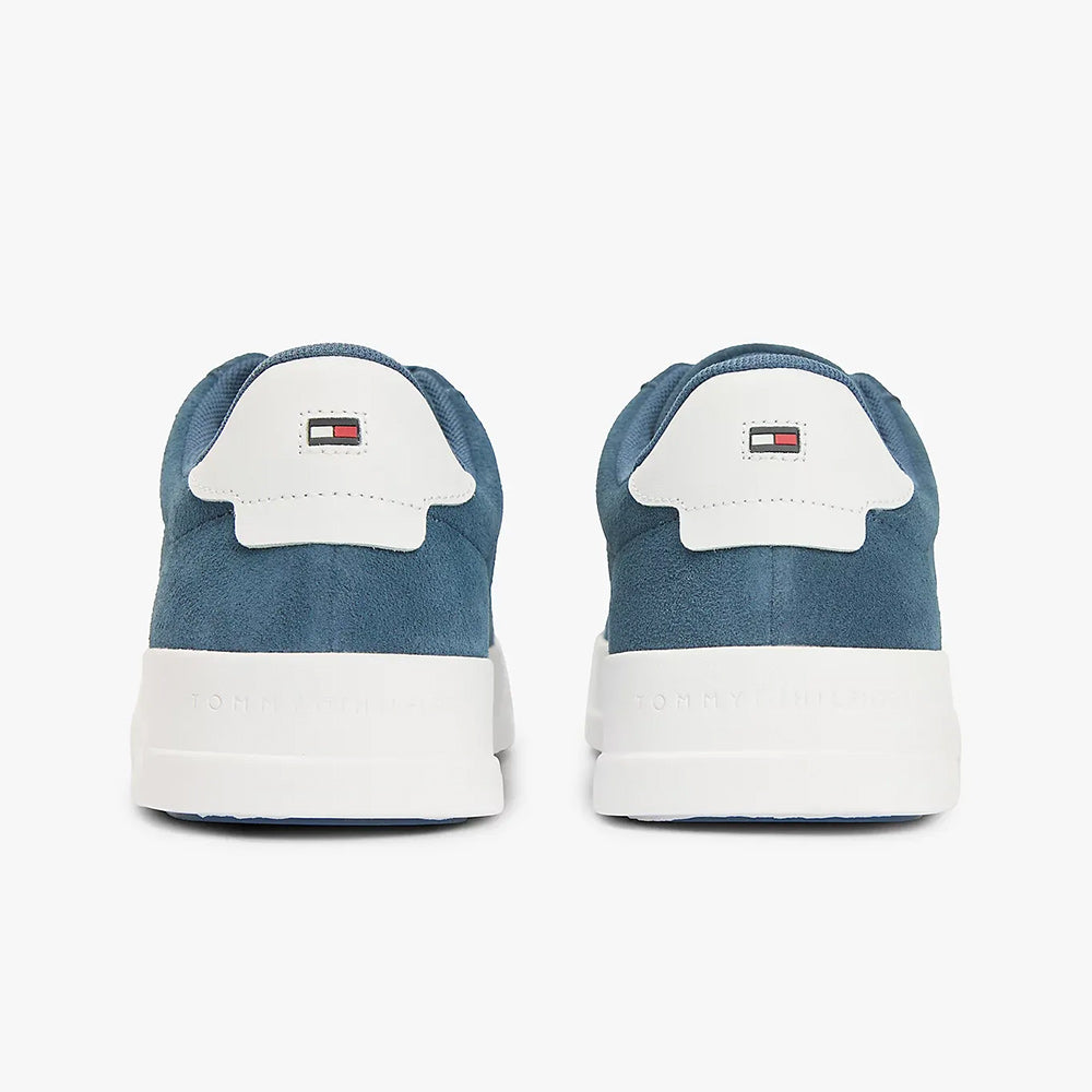Contrast Heel Suede Court Sneaker - Blue