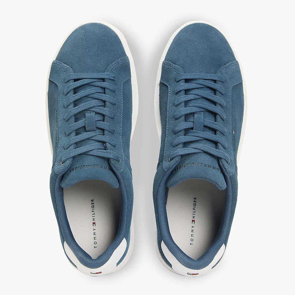 Contrast Heel Suede Court Sneaker - Blue