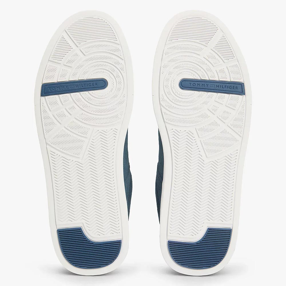Contrast Heel Suede Court Sneaker - Blue