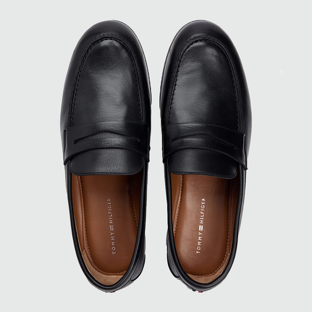 Flexible Slim  Leather Loafer - Black