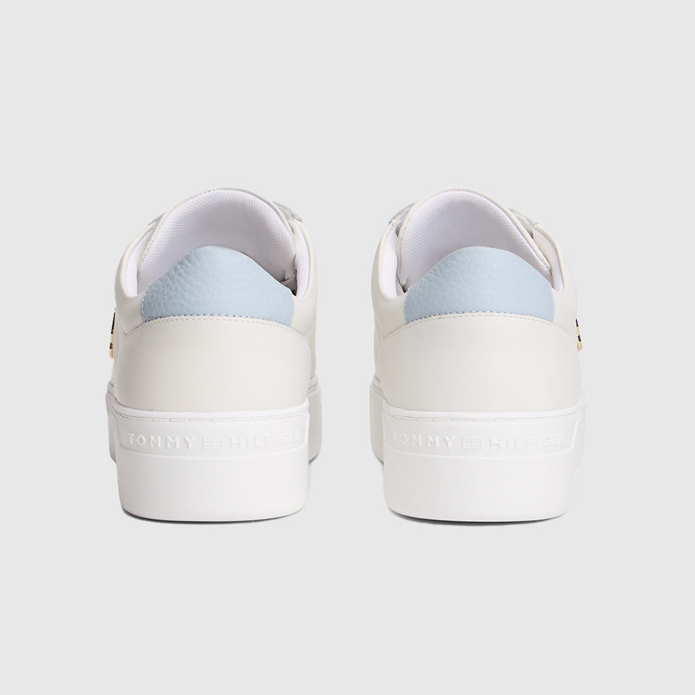 Leather Platform Court Sneaker - Ecru Multi