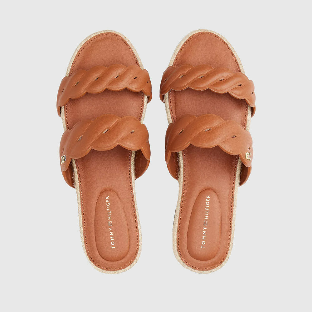 Leather Rope Espadrille Mule - Tan